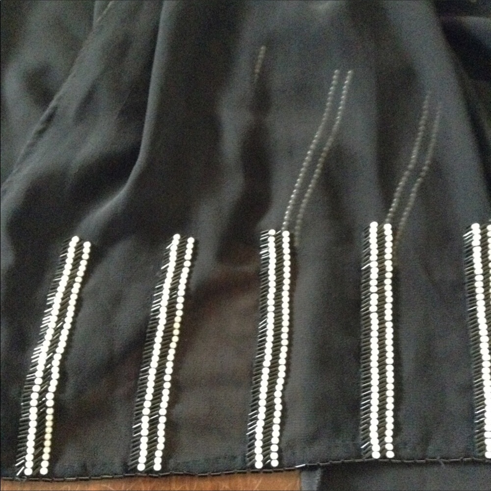 Sheer Black Beaded Scarf w/ Pearls